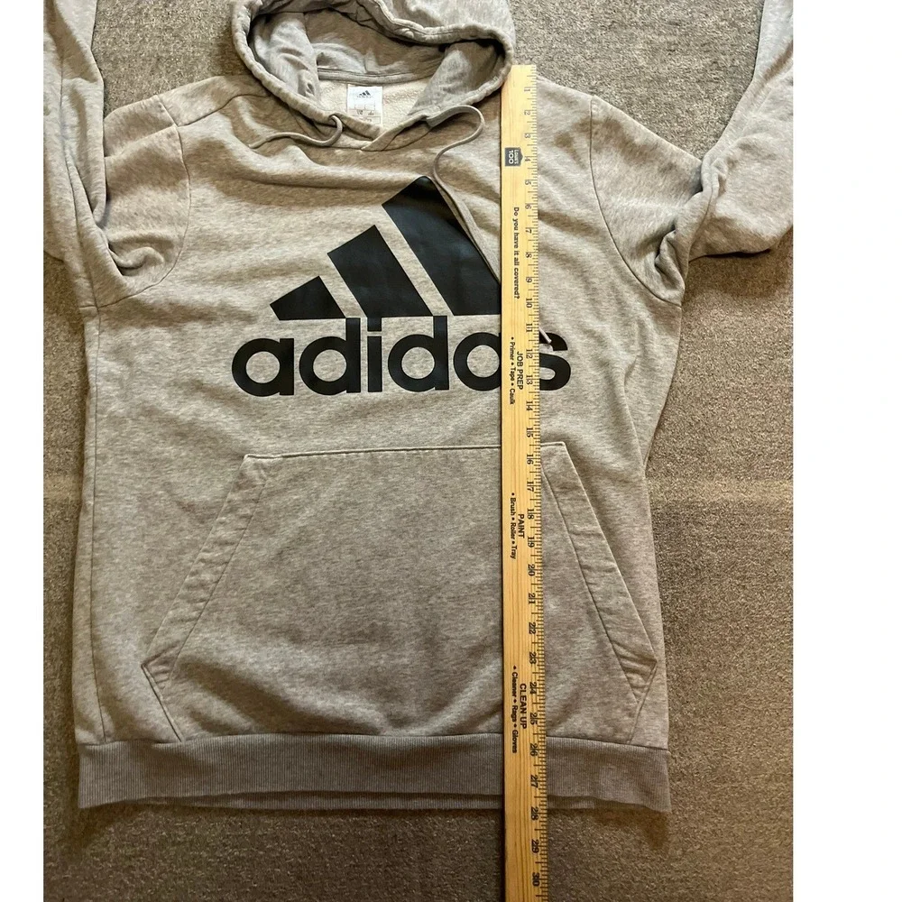 Adidas Essentials Big Logo Hoodie Mens Large Grey Black Pullover Athleisure
